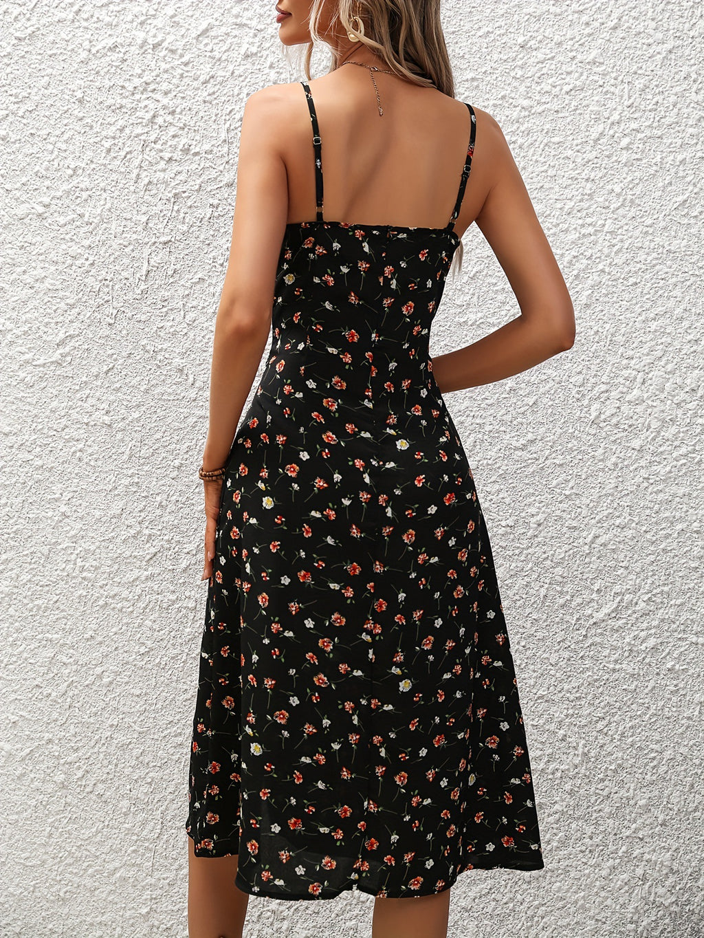 Women's Polka Dot Print Suspender Maxi Dress – Sexy Split Long Summer Dress