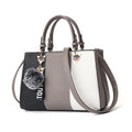 Women's Pom-Pom PU Leather Tote Bag – Patchwork Crossbody Shoulder Handbag