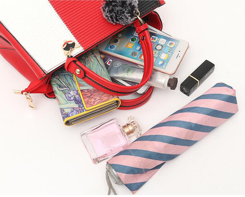 Women's Pom-Pom PU Leather Tote Bag – Patchwork Crossbody Shoulder Handbag