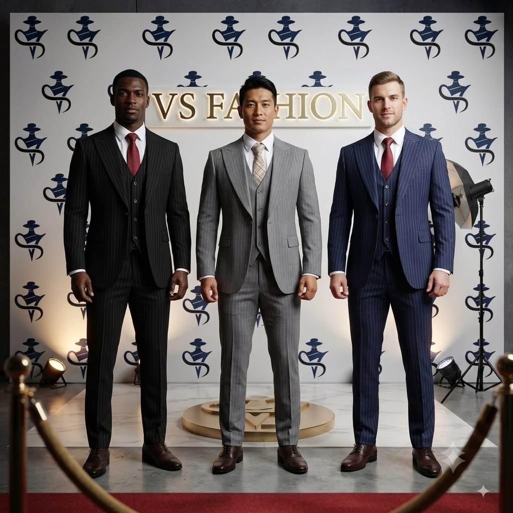 Men's 3-Piece Striped Suit Set – Slim Fit Business & Party