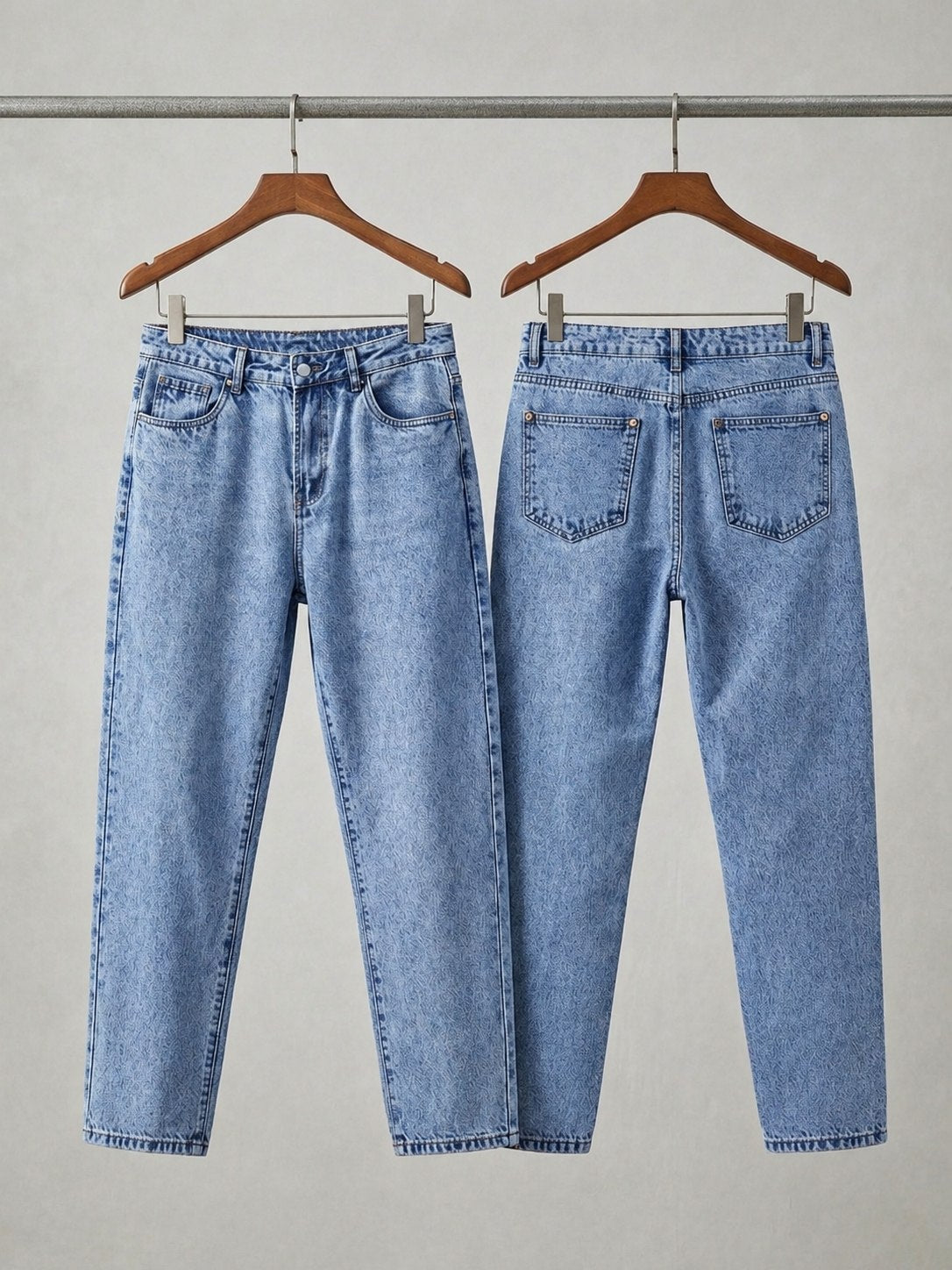 Men's Slim Fit Washed Blue Denim Jeans – Ankle Length