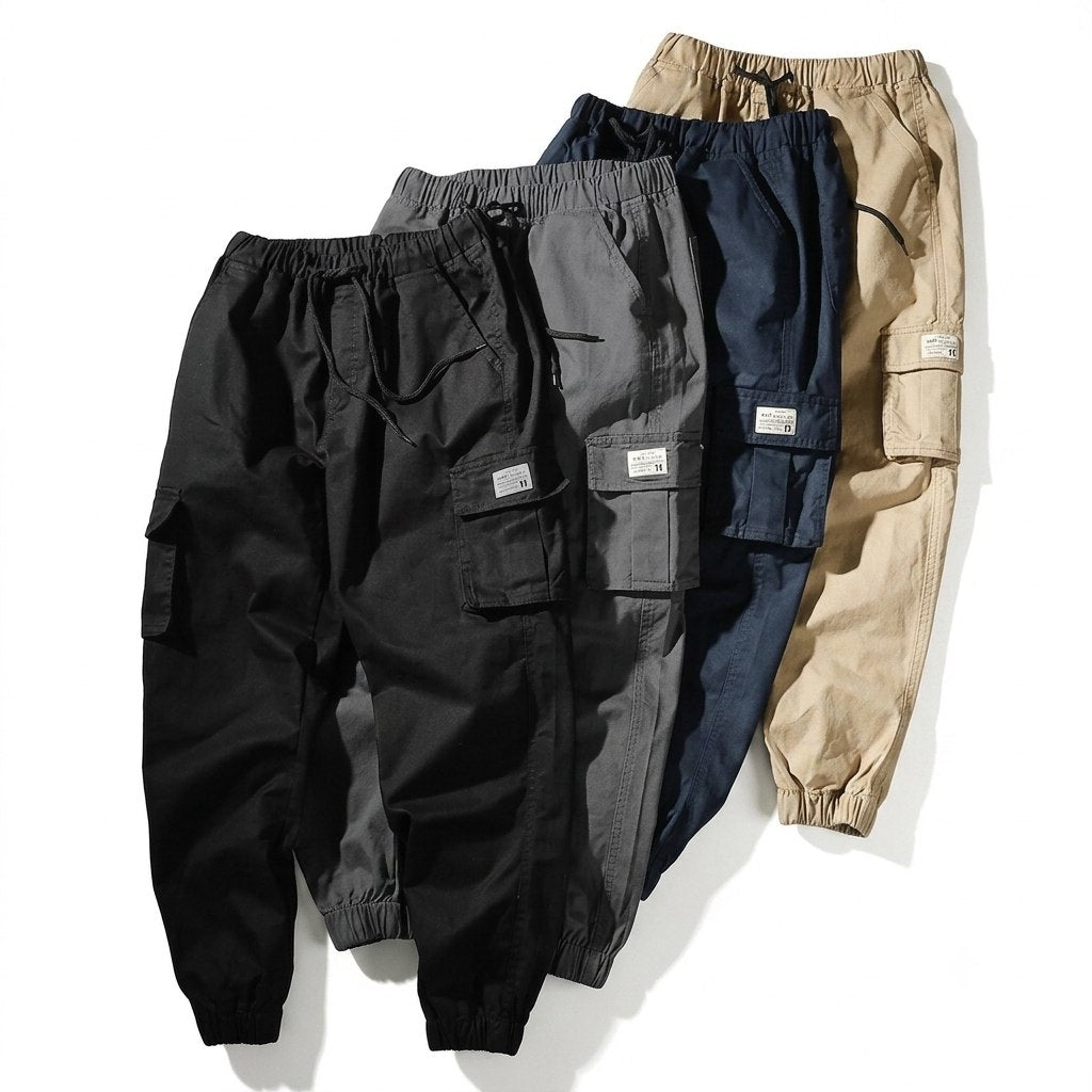 Men's Cargo Harem Pants – Streetwear Joggers with Drawstring