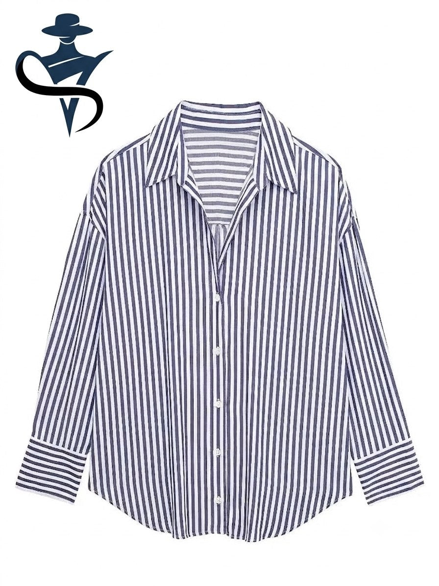 Women's Elegant Lapel Long Sleeve Loose Blouse — Office Lady Button-Down Shirt | 5 Colors | XS–L