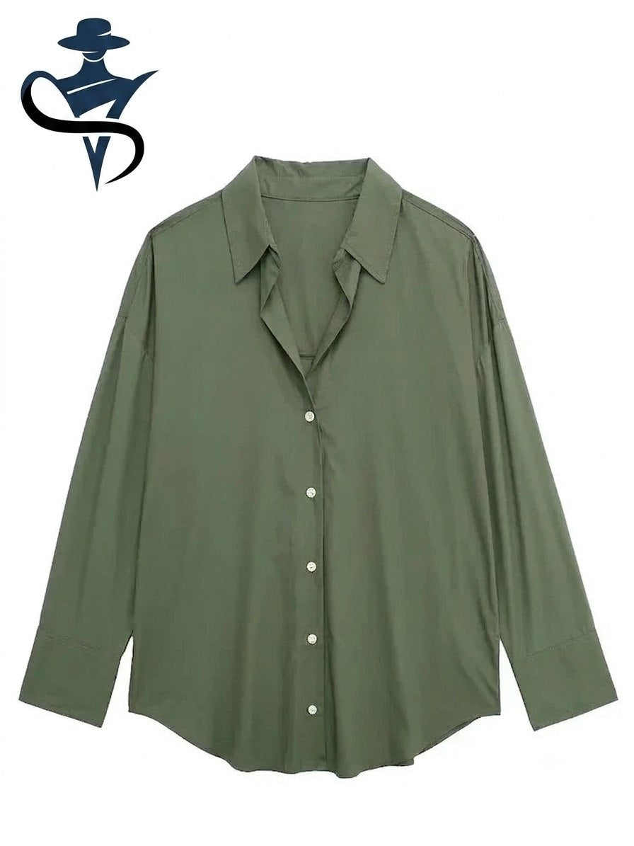 Women's Elegant Lapel Long Sleeve Loose Blouse — Office Lady Button-Down Shirt | 5 Colors | XS–L