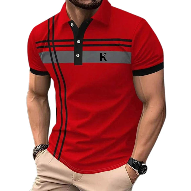 Men's Line Rugby Polo Short Sleeve Polo Shirts Collared Shirts Casual School Outdoor Athleisure Daily Wear Men's Clothing