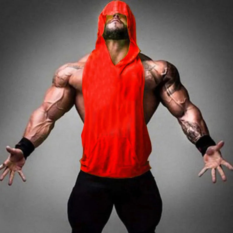 Men's Sleeveless Hooded Tank Top