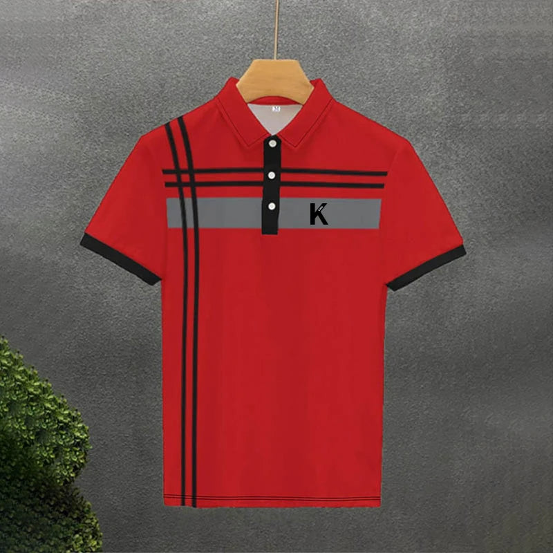 Men's Line Rugby Polo Short Sleeve Polo Shirts Collared Shirts Casual School Outdoor Athleisure Daily Wear Men's Clothing
