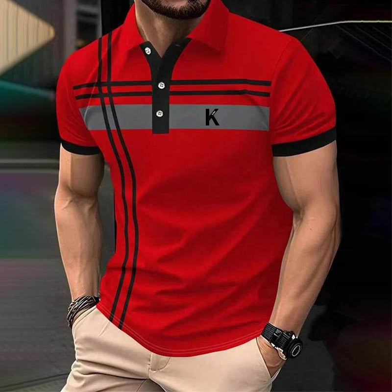 Men's Line Rugby Polo Short Sleeve Polo Shirts Collared Shirts Casual School Outdoor Athleisure Daily Wear Men's Clothing