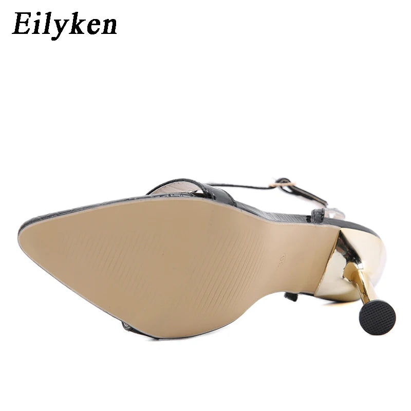 Eilyken Ankle Buckle Strap Green High Heels Sandals Women's Pointed Toe Party Female Shoes Sandalias Mujer