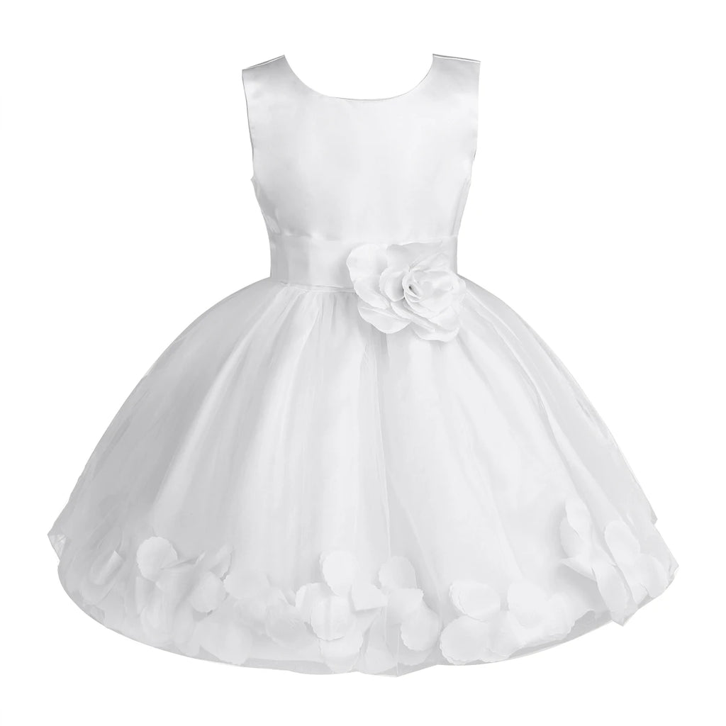 Baby Kids Girls Bowknot Flower Girl Dress Princess Birthday Party Tutu Dress Petals Wedding Pageant Bridesmaid Dresses Ball Gown