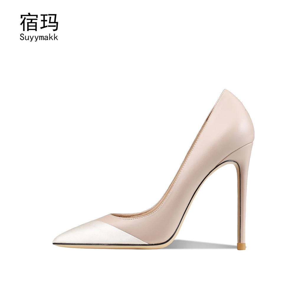 elegant Heels for womenLuxury Genuine Leather High Heels Shoes Mixed Colors Women's Pumps Stiletto Fashion Sexy Prom Shoes women