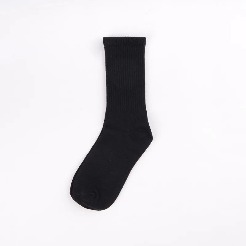 Men's Cotton Crew Socks – High Tube Solid Color Everyday Socks (White & Black)