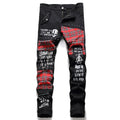 Men's Punk Patchwork Slim Jeans – Rivet & Chain Detail