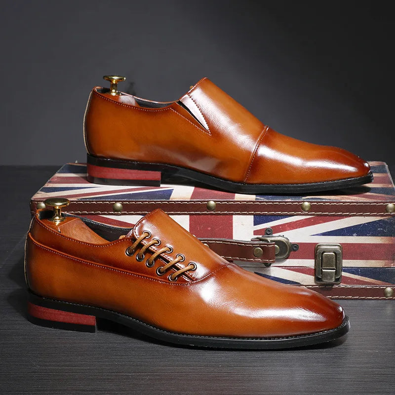 Men's Formal Brogue Lace-Up Leather Dress Shoes – Business Office & Wedding Style