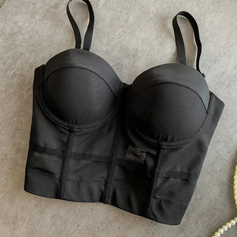 Women's Pearl Beaded Corset Cami Top — Sexy Push-Up Tube Bra