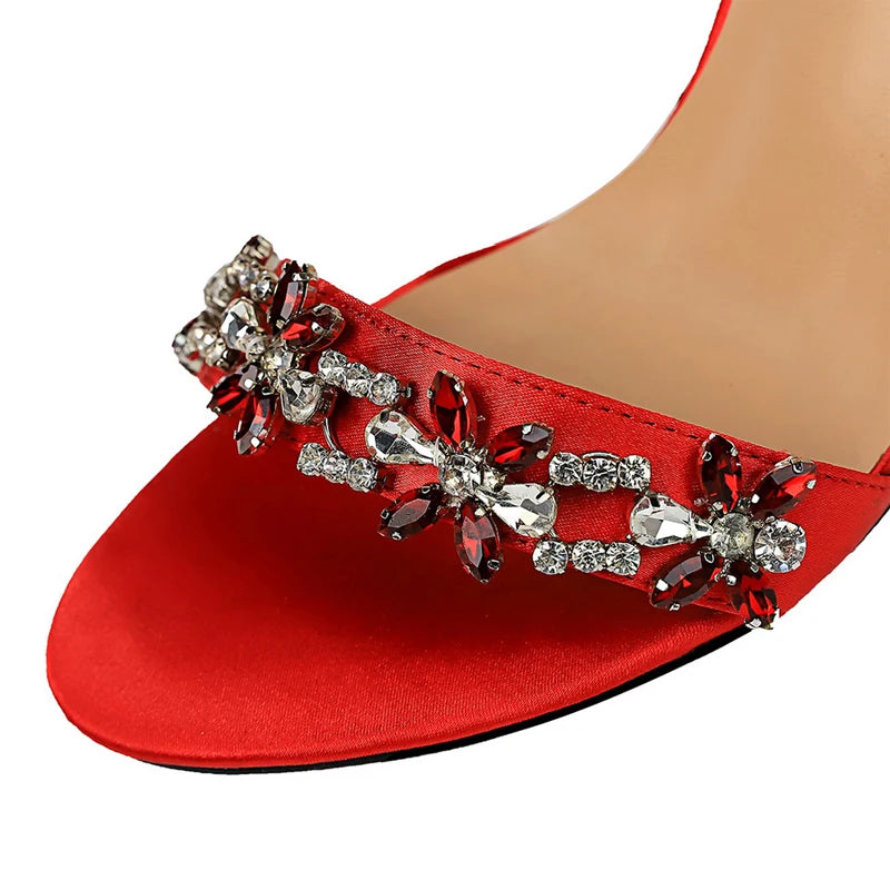 BIGTREE Shoes Open Toe Rhinestones Sandals Women 2026 New Designer Sexy High Heels Sandals Female Shoes Summer Heeled Sandals