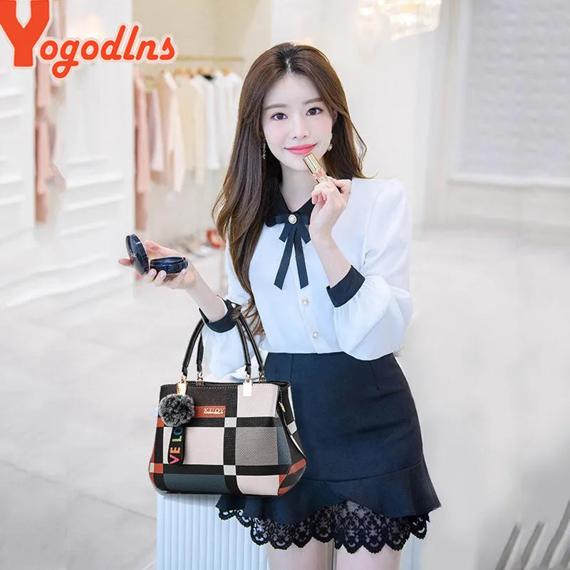 Women's Luxury Plaid Shoulder Bag — Designer Tote Handbag