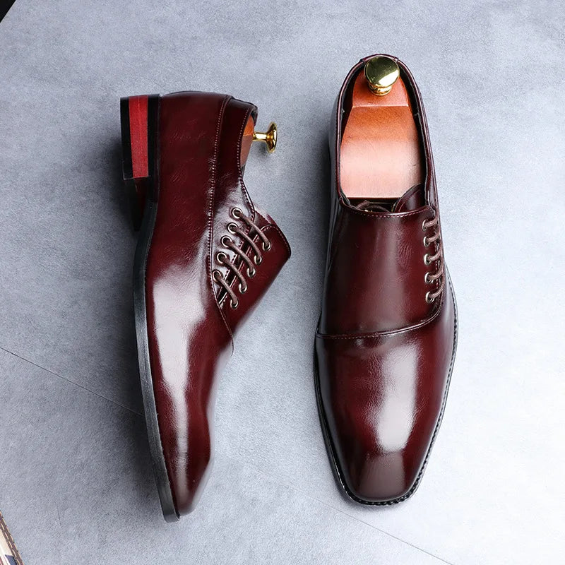 Men's Formal Brogue Lace-Up Leather Dress Shoes – Business Office & Wedding Style