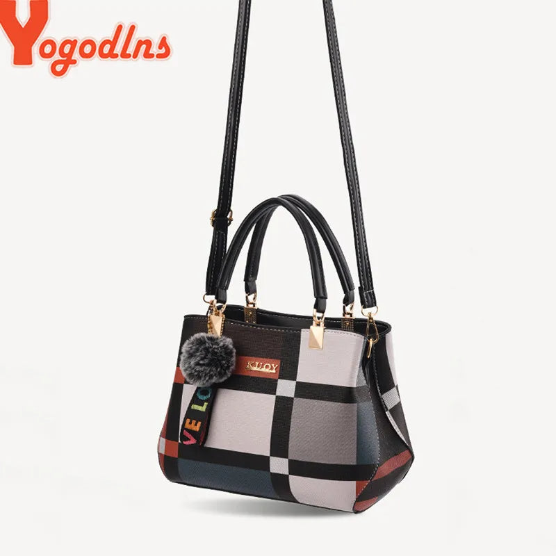 Women's Luxury Plaid Shoulder Bag — Designer Tote Handbag