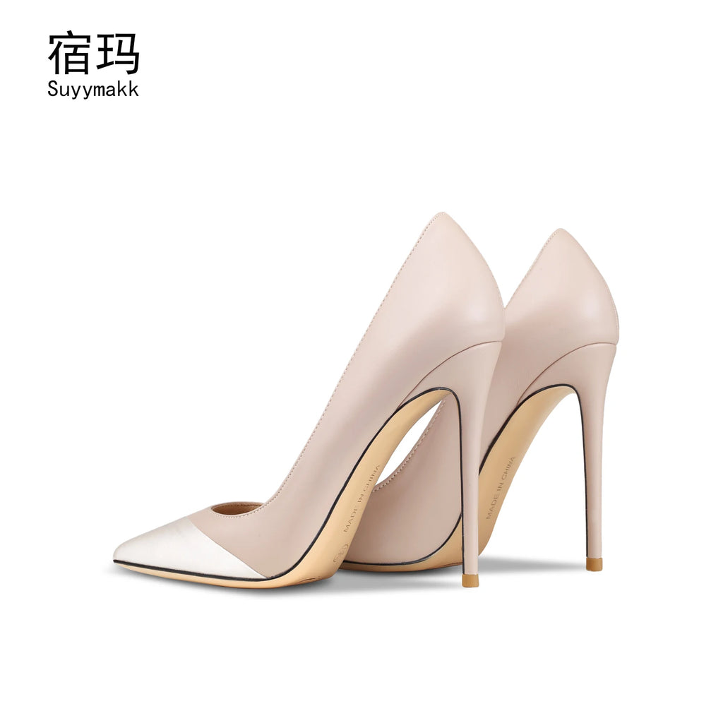 elegant Heels for womenLuxury Genuine Leather High Heels Shoes Mixed Colors Women's Pumps Stiletto Fashion Sexy Prom Shoes women