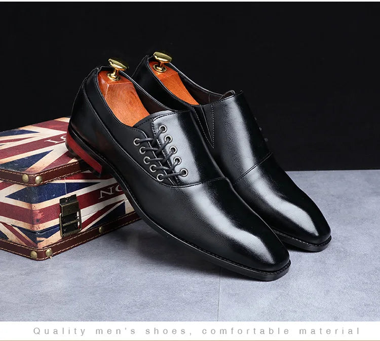 Men's Formal Brogue Lace-Up Leather Dress Shoes – Business Office & Wedding Style
