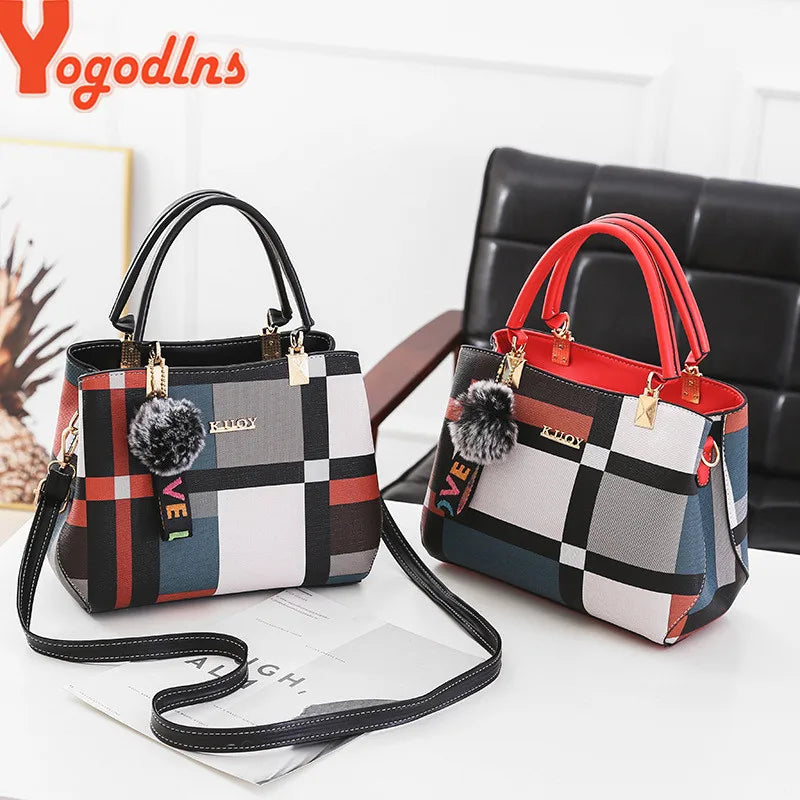 Women's Luxury Plaid Shoulder Bag — Designer Tote Handbag