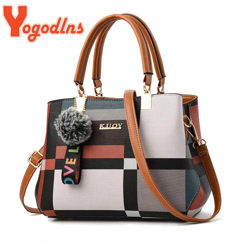 Women's Luxury Plaid Shoulder Bag — Designer Tote Handbag