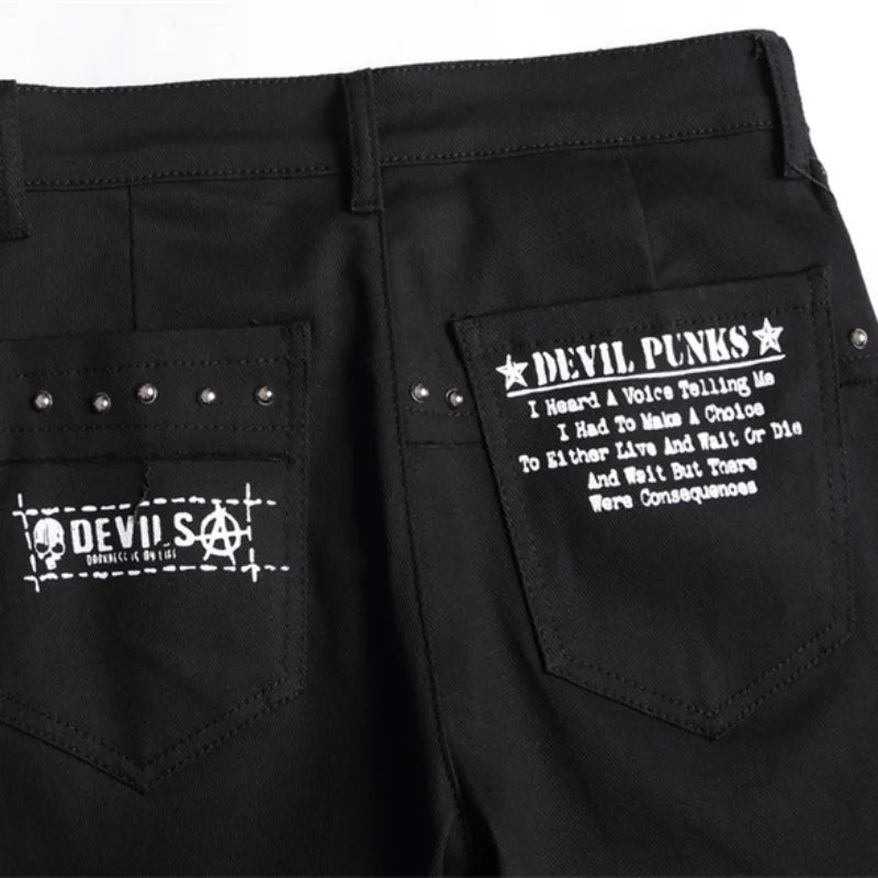 Men's Punk Patchwork Slim Jeans – Rivet & Chain Detail
