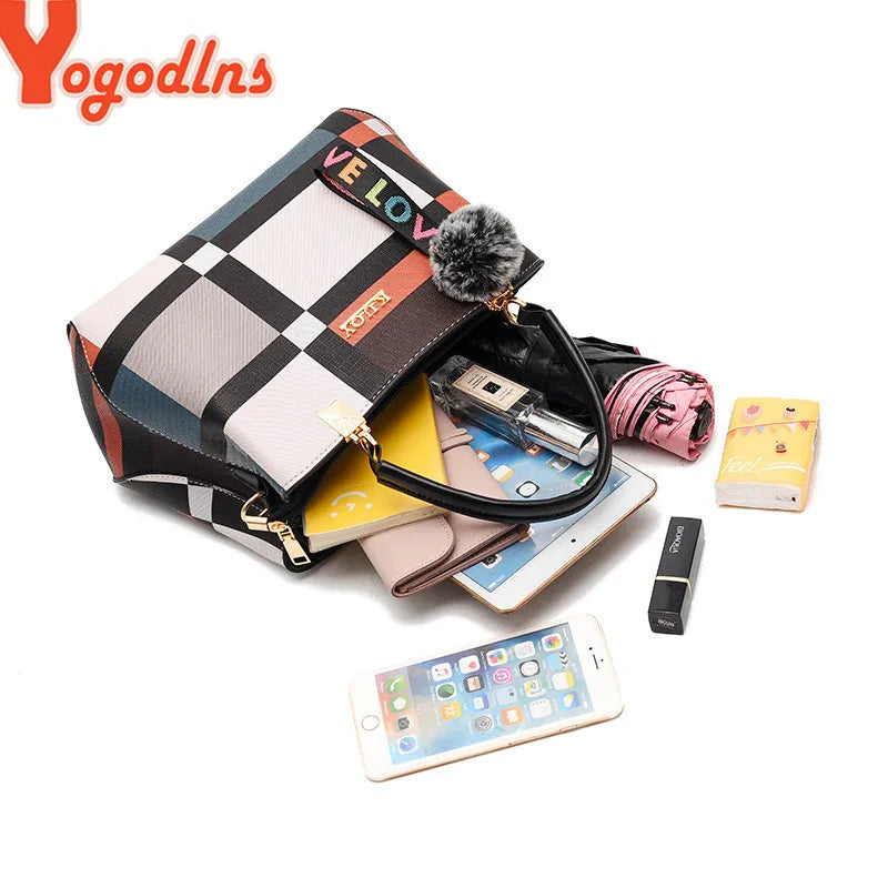 Women's Luxury Plaid Shoulder Bag — Designer Tote Handbag