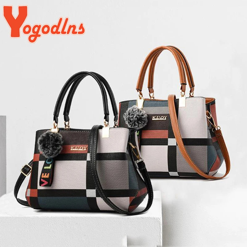 Women's Luxury Plaid Shoulder Bag — Designer Tote Handbag