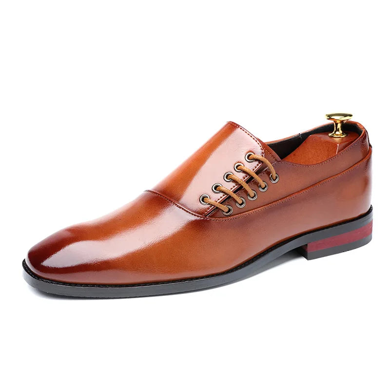 Men's Formal Brogue Lace-Up Leather Dress Shoes – Business Office & Wedding Style