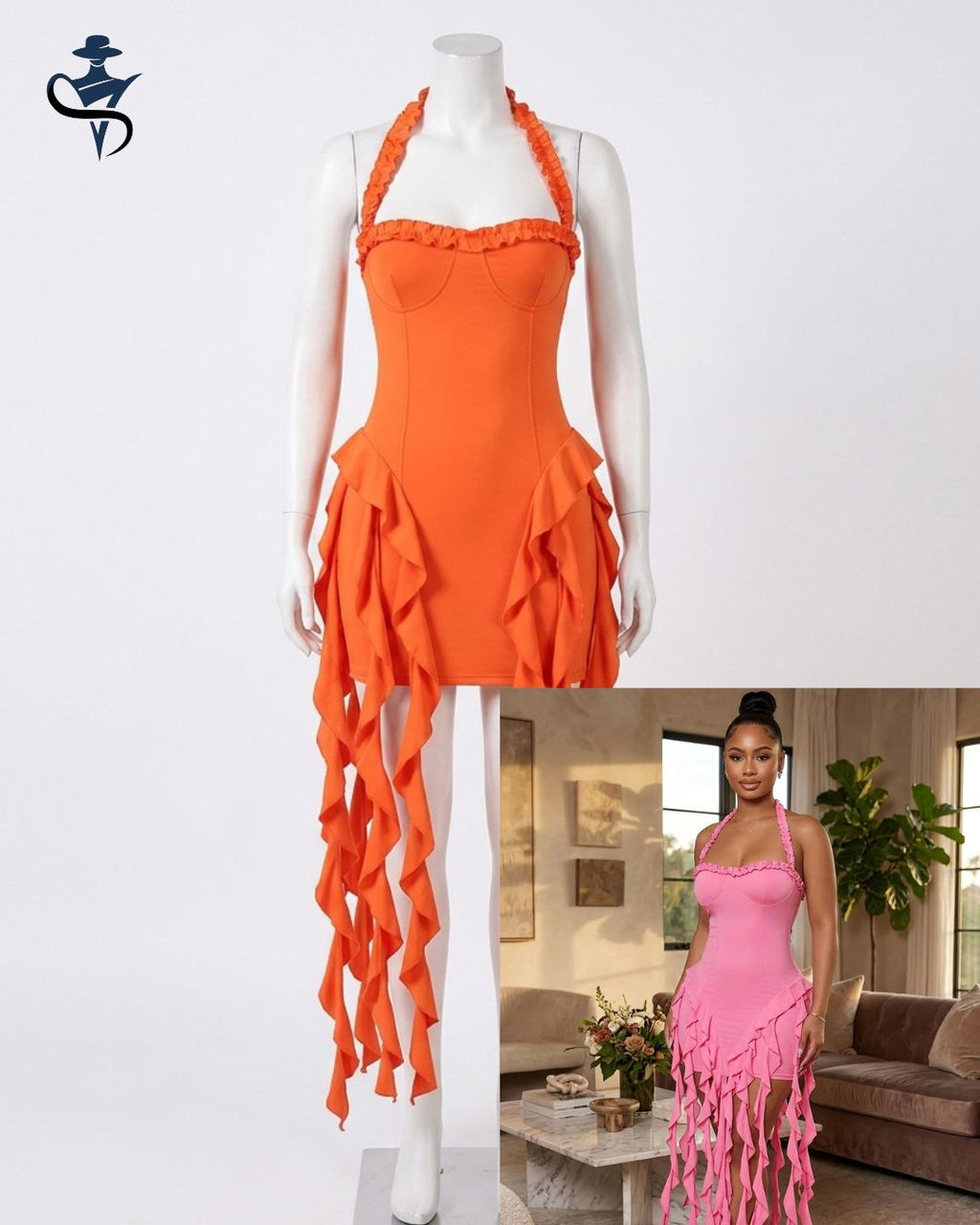 Ruffle Halter Mini Dress