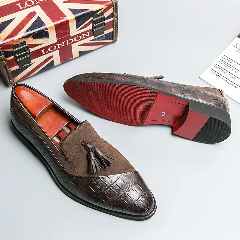 Men's Vintage Wingtip Tassel Brogue Slip-On Loafers – Formal Comfort Dress Shoes