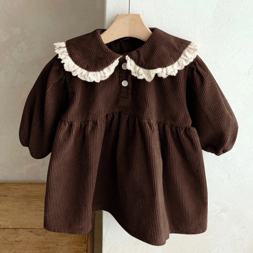 Toddler Girl Corduroy Dress — Peter Pan Collar Long Sleeve