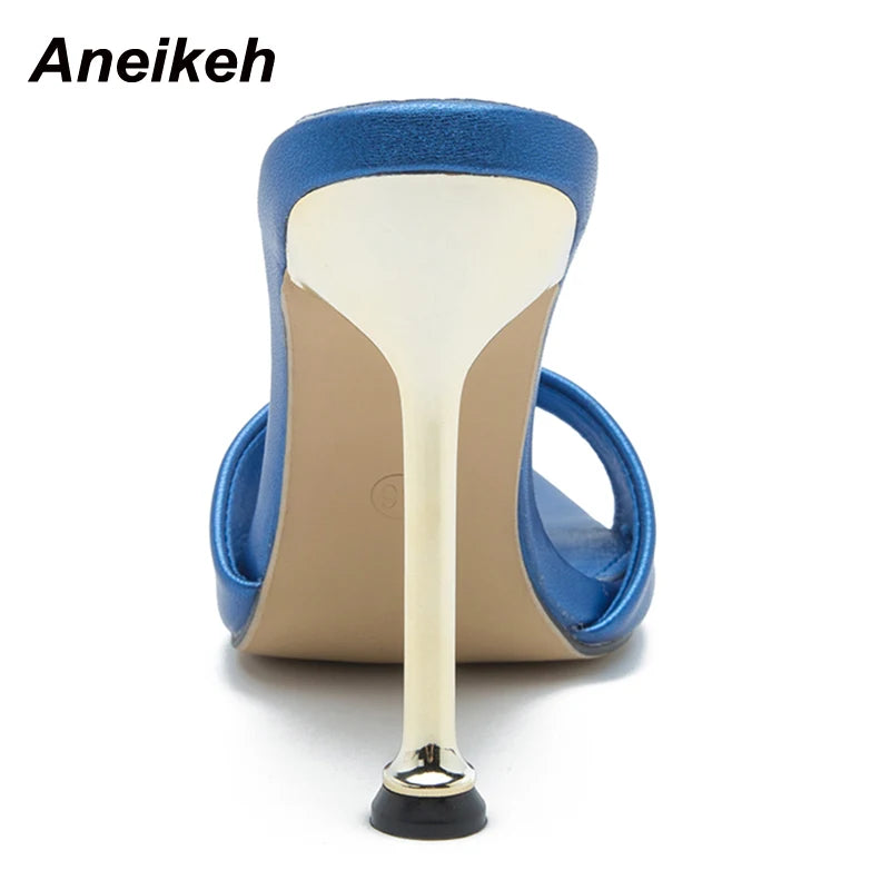 Women's Bling Pointed Toe Stiletto Mule Sandals – Sexy High Heel Slides for Party