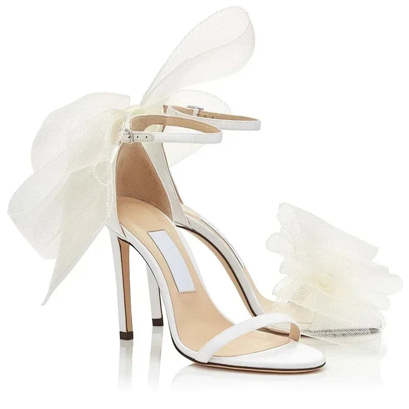 Women's Bow Stiletto Heel Sandals – Korean Style Open-Toe Wedding & Party Heels
