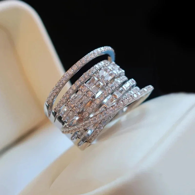 HUITAN Women's CZ Statement Ring