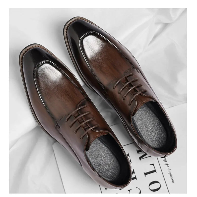 Men's Genuine Leather Oxford Shoes — Lace-Up Dress Shoes