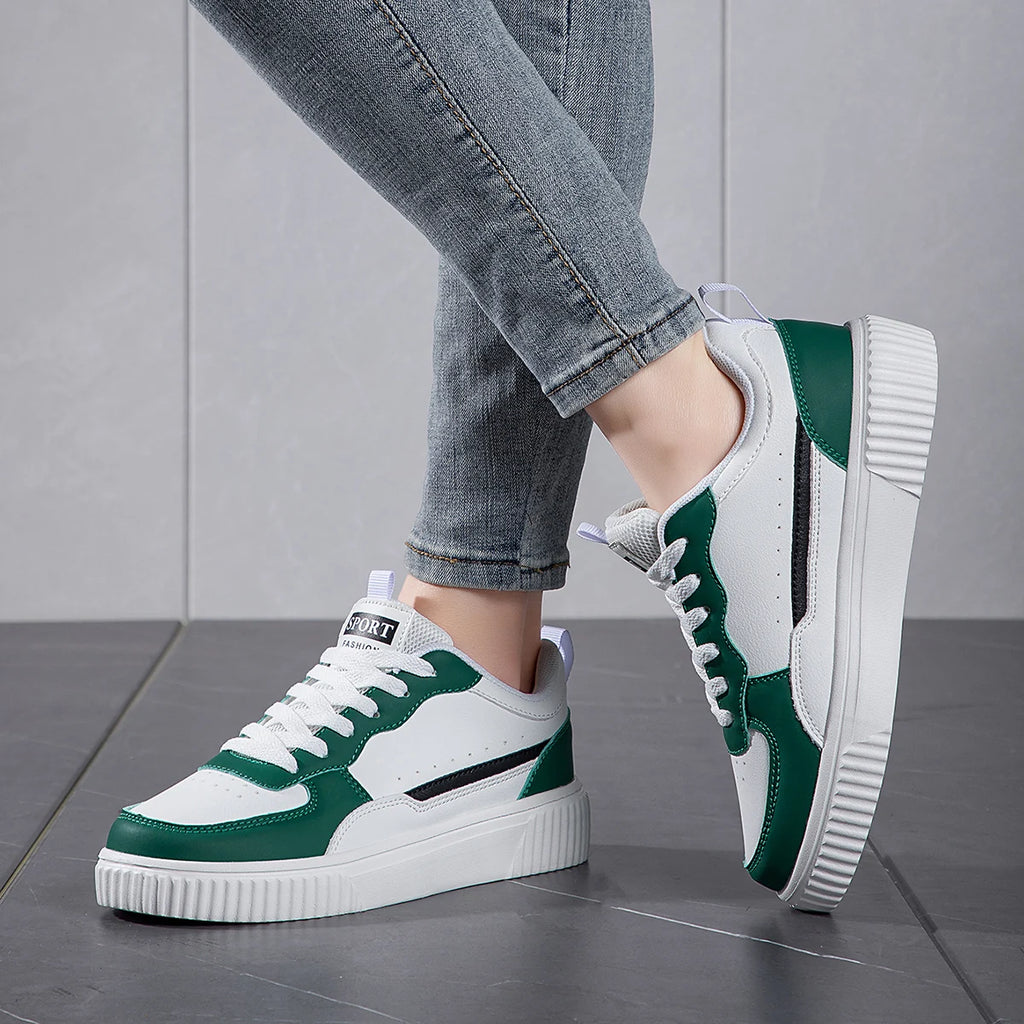 Men's Breathable White Sneakers — Non-Slip Thick Sole