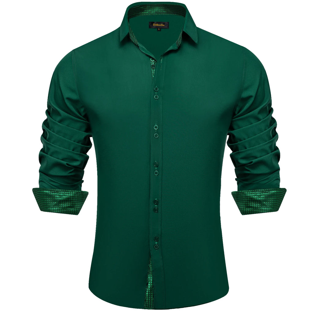 Men's Polyester Cotton Solid Black Shirts Long Sleeve Blue Paisley Patchwork Social Casual Dress Shirt Elegant Men Clothing