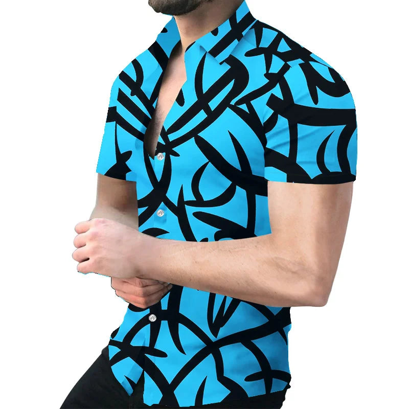 2023 New High Quality Hawaiian Baroque Short Sleeve 3D Printed Men's Shirt