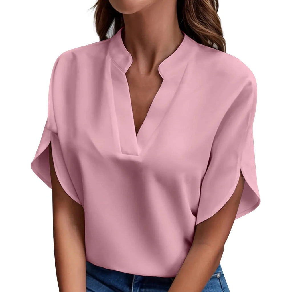 Women's Casual Chiffon Blouse | Mandarin Collar 3/4 Sleeve Pullover Top | 8 Colors | S–XXL