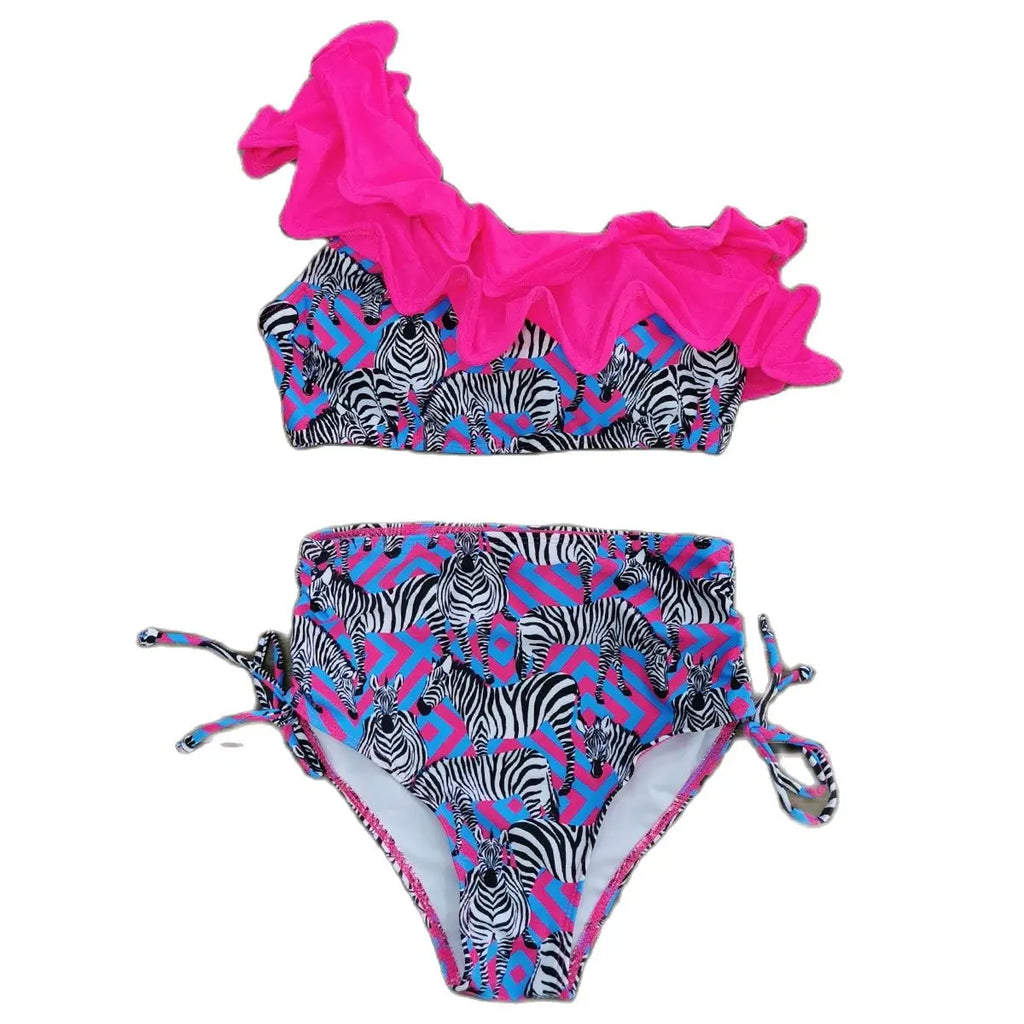 2025 New Sexy High Waist Bikini Sets Ruffle Swimwear Women Swimsuit Print Floral Dots V-neck Beach Wear Bathing Suits Biquini