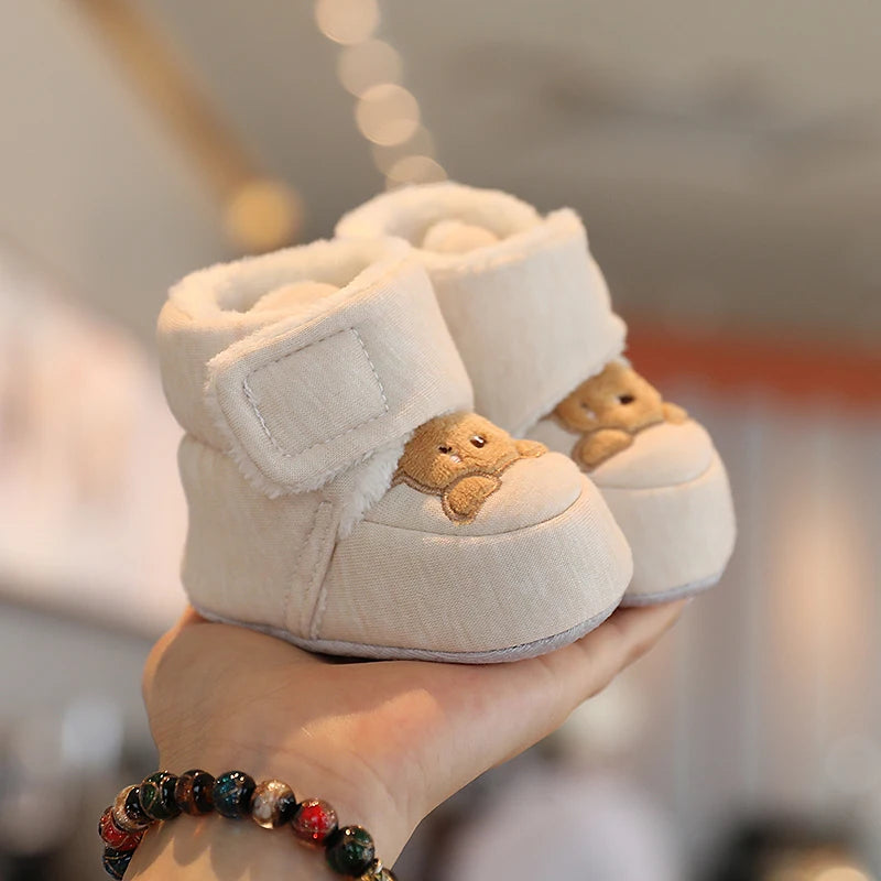 0-18M Apricot New Soft Winter Boots Baby Girl Boy Winter Warm Shoes Solid Fashion Toddler Fuzzy Balls First Walkers Kid Shoes