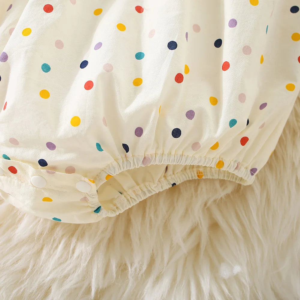 Baby Girl Polka Dot Cotton Jumpsuit – Summer Bodysuit (0–18M)