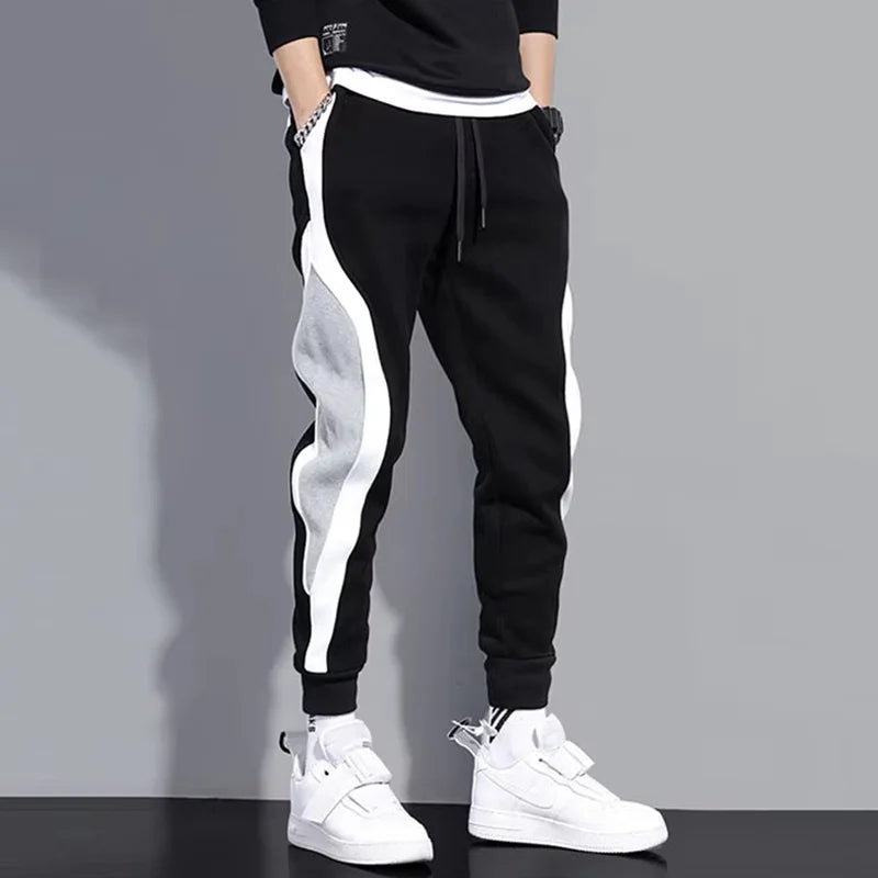 Men's Loose Harem Jogger Pants – Elastic Waist Casual Trousers with Pockets for Spring & Fall