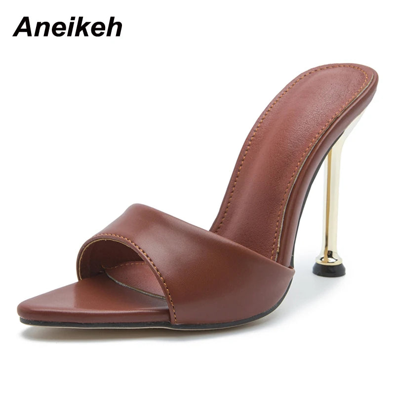 Women's Bling Pointed Toe Stiletto Mule Sandals – Sexy High Heel Slides for Party