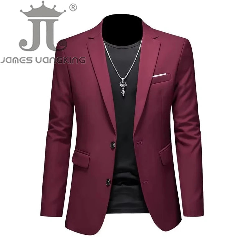 Boutique Fashion Solid Color High-end Brand Casual Business Men's Blazer Groom Wedding Gown Blazers for Men Suit Tops Jacke Coat