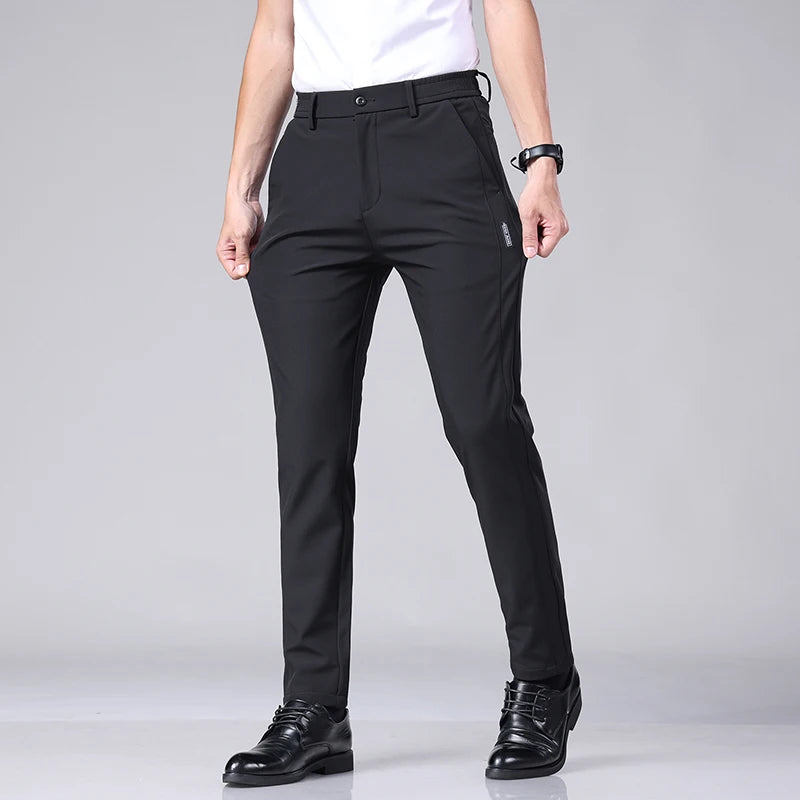 Men's Ice Silk Slim Straight Pants – Lightweight Summer Trousers
