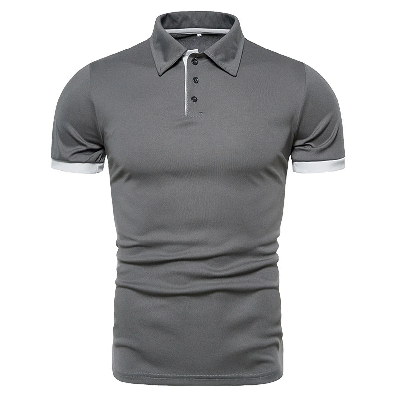 Men's Solid Color Short Sleeve T-Shirt Collar Polo Comfortable Breathable Fashion Basic Fit for Spring/Summer